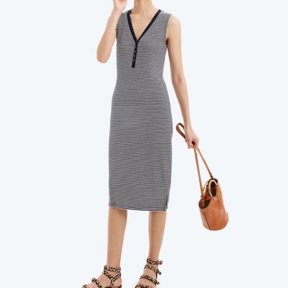 J. Crew Dresses & Skirts - J. Crew Navy Henley Striped Midi Dress| XS